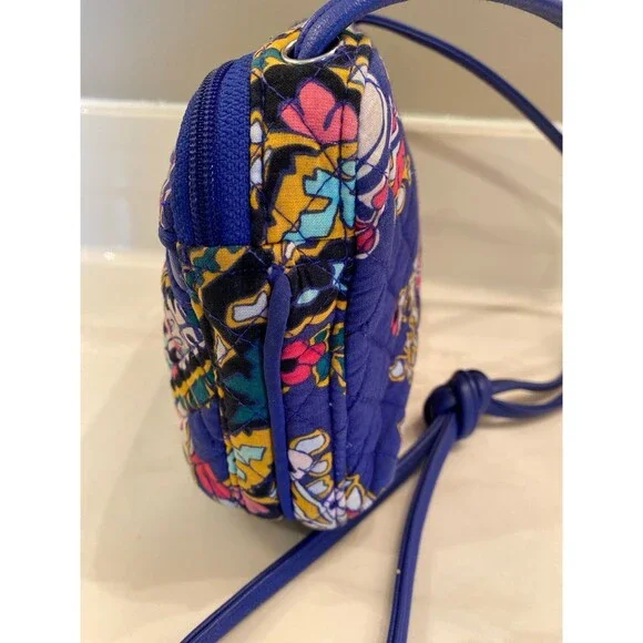Vera Bradley Crossbody Bag Blue Floral Purse Outside Pocket 3 Credit Card Slots - Picture 5 of 12